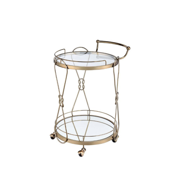 Featuring two trays and four caster wheels, this Zekera serving cart will be a great complement to add convenience and functionality to your dining area. The mirrored trays provide the perfect place for you to stock your favorite liquors while the casters