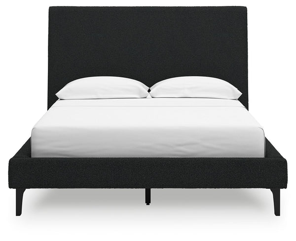 Cadmori - Black - Full Upholstered Bed With Roll Slats