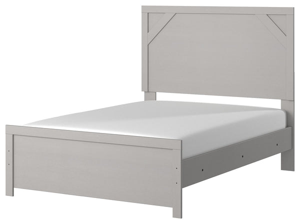 Cool, clean and casually modern. This full panel bedâ€™s wispy dove gray finish sets the tone for your calming sanctuary. Framed elements and cross-brace accents add dimension and authenticity to the bedâ€™s simply stunning profile. <h4><b>Cottonburg - Li