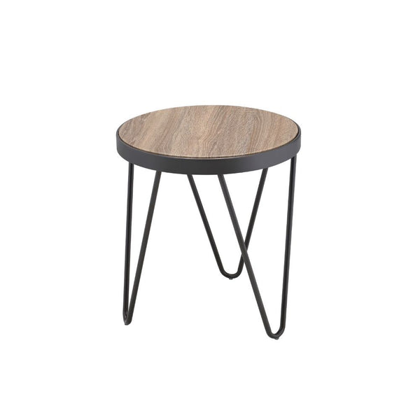 The Bage occasional collection express your hipness with stylish industrial inspired design, its Weathered Gray top is the perfect match for your living room space. Its banded edge gives it a solid look setting on the 3 -"V-" dark metal legs.<br/><br/><b>