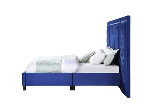 Damazy - Eastern King Bed - Blue Velvet