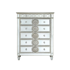 The Varian mirror provides a commanding presence in any room. Add a dash of glam to your bedroom with this Varian mirror. This gorgeous mirror is accented with raised geometric patterns and mirror finish. This fashionable chest will fuse with the surround
