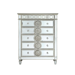 The Varian mirror provides a commanding presence in any room. Add a dash of glam to your bedroom with this Varian mirror. This gorgeous mirror is accented with raised geometric patterns and mirror finish. This fashionable chest will fuse with the surround