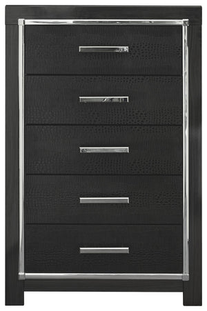  faceted chrome-tone accents and faux alligator panels exude Hollywood-chic style to t