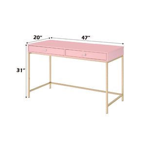 Ottey - Writing Desk - Pink High Gloss & Gold Finish