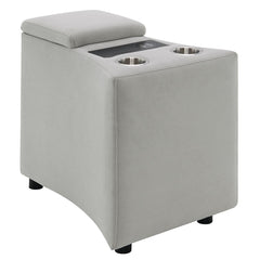 Emee - Console With USB - Gray Corduroy<br/><br/><b>Product Features</b><ul><li>Seat Construction: Pocket Coil</li><li>Tight Seat & Back Cushion</li><li>Curved Armrest Design</li><li>Console w/2 Cup Holders, Wireless Charge & USB Port</li></ul><br/>