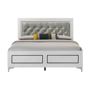 Casilda - Eastern King Bed - Gray PU & White Finish