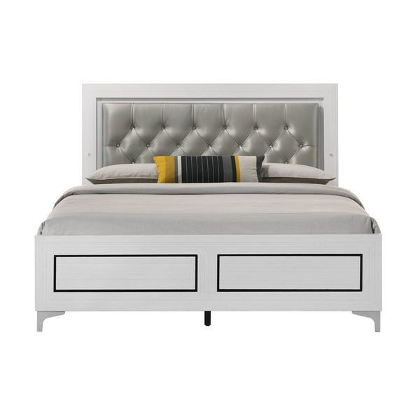 Casilda - Eastern King Bed - Gray PU & White Finish