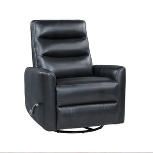 Discover the Takami Recliner, a sleek and contemporary addition to your living space. Equipped with an adjustable headrest and swivel base, this recliner effortlessly combines style and functionality. The triple roll backrest, featuring feather and foam c