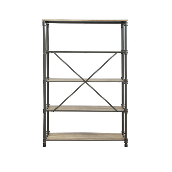  stylish bookcase. Different level contoured shelves and a versatile construction highl