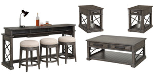Inspired by the rustic beauty of America-'s greatest landscapes, this stunning Cocktail Table from the Sundance collection makes and eye-catching addition to a room. Its classic silhouette is highlighted with a hand-applied, multi-step finish in Smokey Gr