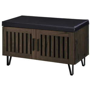 Brixton - 2-Door Padded Entryway Shoe Storage Bench - Smoked Oak