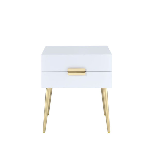  accented by a matching gold drawer pull. This table is perfect addition to any living room