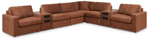 Looking cool and contemporary is great. But when it comes down to it, youâ€™re all about low-maintenance lounging. With the performance fabric on this sectional with audio system, cleaning spills is a breeze. Its customizable modular design caters to your