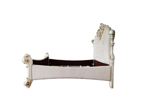 Vendom - Queen Bed - Two Tone Ivory Fabric & Antique Pearl Finish