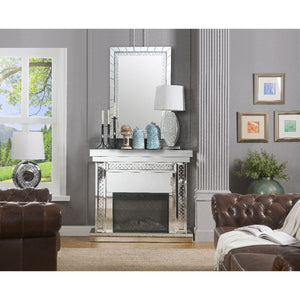  Rectangular Fireplace Beveled Mirrored Finish