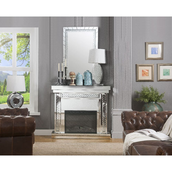  Rectangular Fireplace Beveled Mirrored Finish
