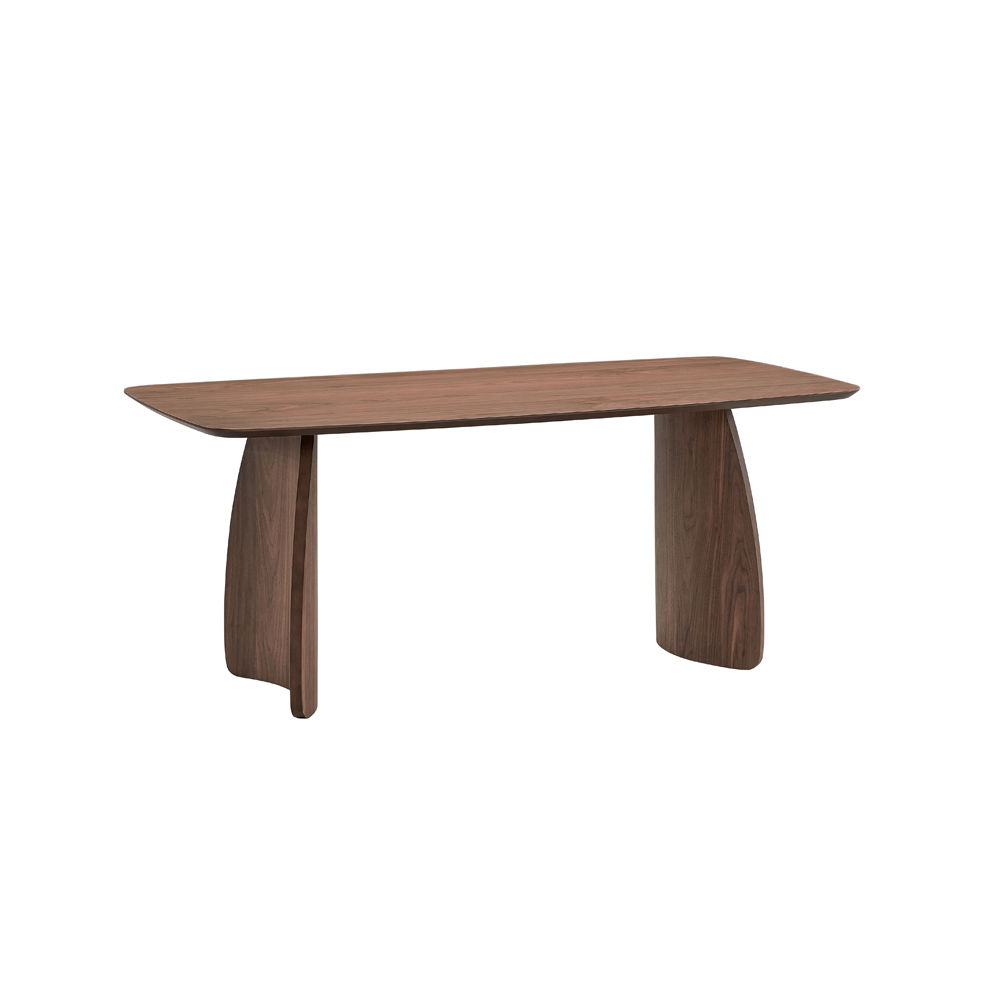 Discover the elegance of the Hadasa dining collection. With its sleek wooden table and matching chairs, this set exudes contemporary charm. The curved design of the table legs and the soft upholstery of the chairs offer both style and comfort. Perfect for