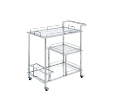 KDâ€¢ 3 Tier Shelfâ€¢ Wheel Stop Included<br/><br/><b>Product Features</b><ul><li>Case: 1Pc/1Ctn</li><li>Finish: Clear Glass & Chrome Finish</li><li>Style: Contemporary</li><li>Materials: Metal, Glass</li></ul><br/>