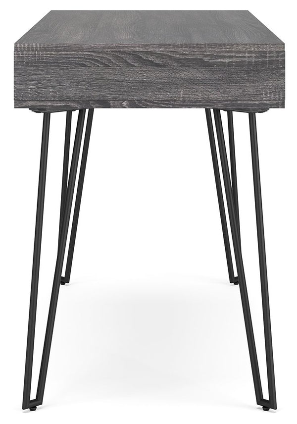 Strumford - Charcoal / Black - Home Office Desk with 2 Open Storages