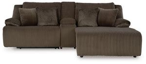 Experience unparalleled comfort with this reclining sectional sofa with chaise. Itâ€™s a stylish and invitingly soft lookâ€”made all the more appealing by cozy corduroy cushions that feel great and add a touch of texture. The rich chocolate brown upholste