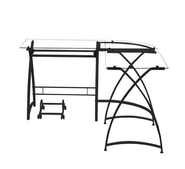 Dazenus - Desk - Clear Glass & Black Finish