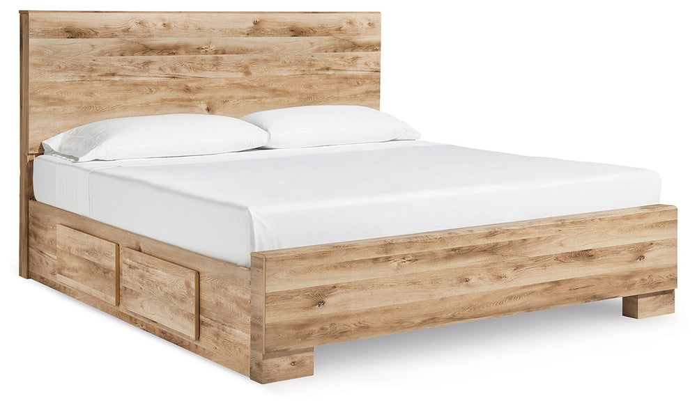 Inspired by natural beauty, refined to perfection. This king panel storage bed brings cozy outdoor vibes to your bedroom with its warm and inviting golden rustic finish. Four storage drawers keep clothes, clutter or linens neatly tucked away, adding a lay