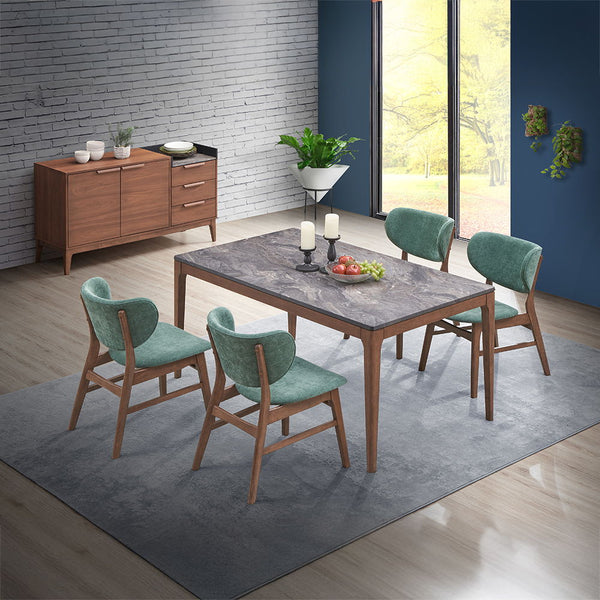 Bevis - Side Chair (Set of 2) - Green & Walnut