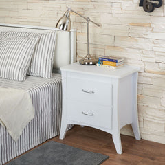 The Babb nightstand in white finish is perfect for storing the odds and ends of your life out of sight. This space-saving bedside table gives you two full-size drawers, matching with the beautiful brushed handles<br/><br/><b>Product Features</b><ul><li>Re