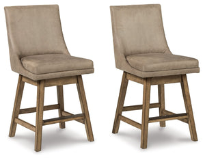 This striking barstool invites you to take contemporary modern style for a spin. Comfortably cushioned seat, self-returning swivel and contoured back make it beautifully in tune with your needs. Luxurious faux leather upholstery is a sensational touch.<br