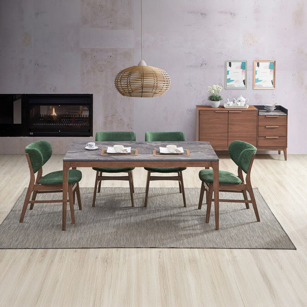 Bevis - Side Chair (Set of 2) - Green & Walnut