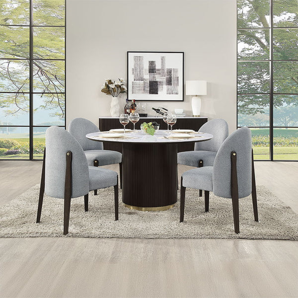 Clayten - Side Chair (Set of 2) - Gray Fabric & & Espreeso Finish