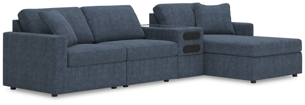 Looking cool and contemporary is great. But when it comes down to it, youâ€™re all about low-maintenance lounging. With the performance fabric on this sectional with chaise, cleaning spills is a breeze. Its customizable modular design caters to your ever-