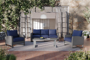 Fiji - 4 Piece Set (Sofa & 2 Chairs & Coffee Table) - Blue