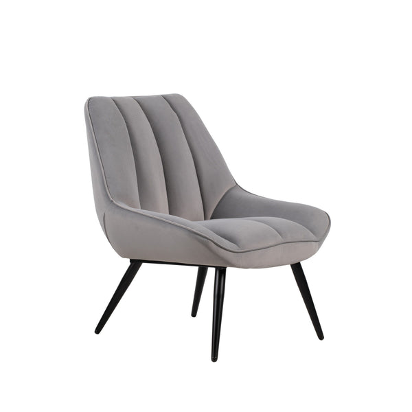 The Astrid Gray Velvet Accent Chair combines style and comfort to create an inviting addition to any room. This chair features a channel tufted back and wraparound arms that offer both chic design and cozy seating. Made from 100% polyester, the luxurious 
