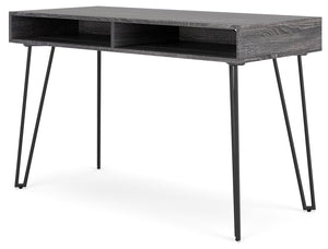 Strumford - Charcoal / Black - Home Office Desk with 2 Open Storages