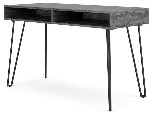 Strumford - Charcoal / Black - Home Office Desk with 2 Open Storages