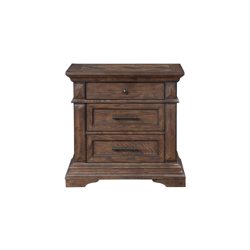 Discover the Mar Vista Nightstand, a testament to craftsmanship and timeless design. Constructed with solid Rubberwood and Oak veneers, this nightstand promises enduring strength and stability. Its rich walnut finish, achieved through meticulous distressi