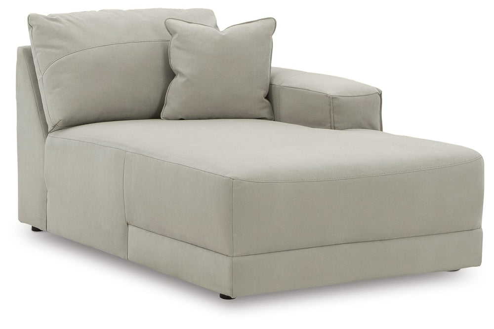 This right-arm facing corner chaise is made with faux nubuck leather upholstery. Fully finished on all sides, it pairs with other items in the series to make a modular sectional.<br><br><b>Additional Dimensions</b><br><ul><li>Arm height: 26-"</li><li>Seat