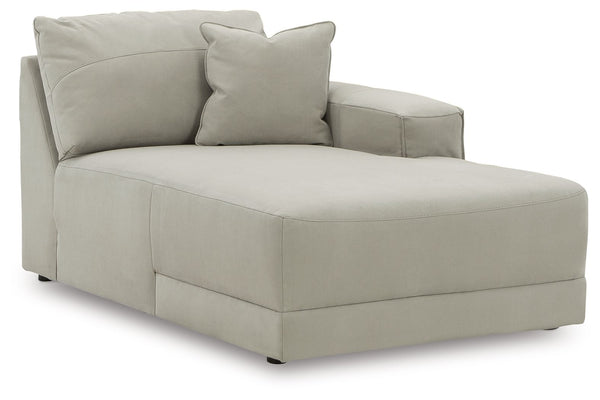 This right-arm facing corner chaise is made with faux nubuck leather upholstery. Fully finished on all sides, it pairs with other items in the series to make a modular sectional.<br><br><b>Additional Dimensions</b><br><ul><li>Arm height: 26-"</li><li>Seat