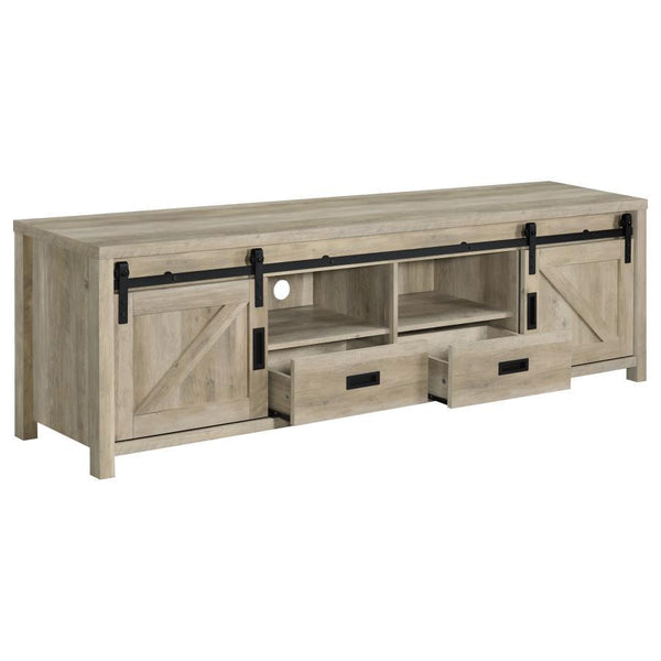 Madra - 2-Door Engineered Wood TV Stand - Distressed Pine