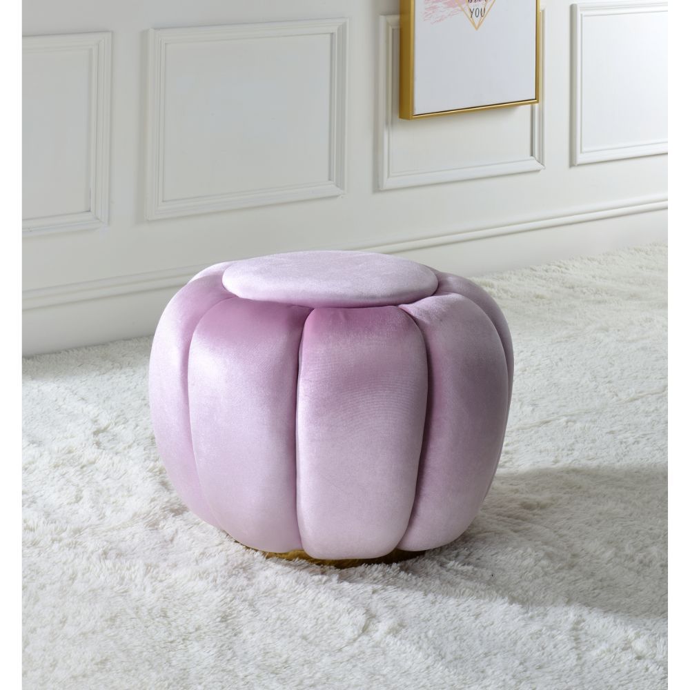 Whether youâ€™re picking up your feet to relax or using it as an extra table during a party, this Heiress ottoman will be a great addition to any arrangement. Founded a top metal round base in a gold finish, the design of this piece will go well with any 
