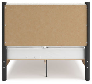 Cadmori - Black / White - Full Upholstered Panel Bed