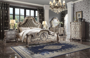 Dresden - California King Bed - Vintage Bone White & PU - 76"