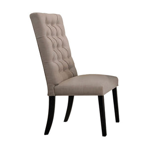  Armless Parson Chair Button Tufted (Inside Backrest) Padded Seat & Back: Tan Linen Cushion w/Welt Trim Seat: Box Seat