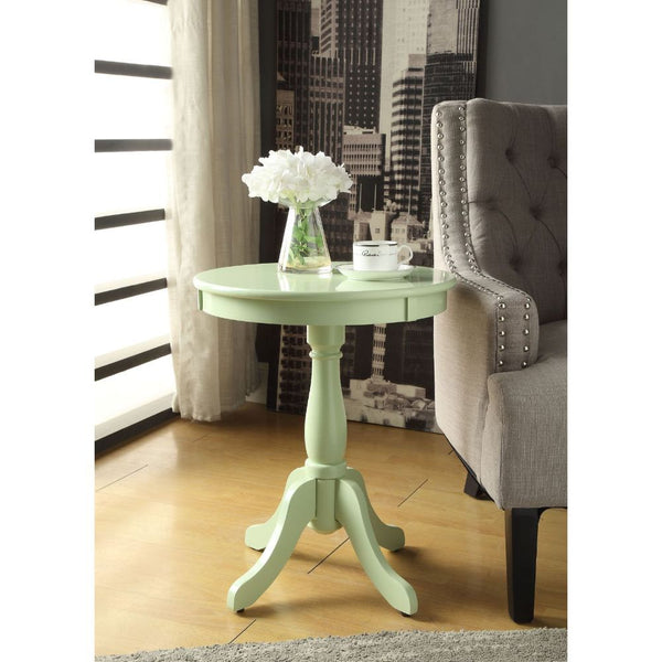  black and light green in the sought after shabby chic look. The Alger side table exemplifies this look and elegantly designed with its traditional design of round top
