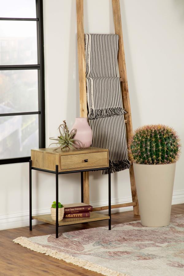  this accent table is both functional and stylish. Crafted from solid mango wood