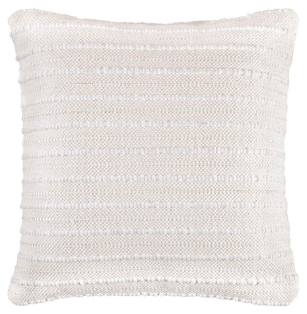 Delighting with handwoven details, this exceptionally versatile accent pillow in cream is truly a dream. Removable, zippered cover makes cleaning a breeze.<br/><br/><b>Product Features</b><ul><li>Cotton/polyester cover</li><li>Zipper closure</li><li>Soft 
