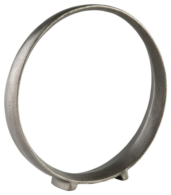 A modern take on classic geometric design, this sculpture rounds out your decor in sleek style. The antiqued pewter-tone finish has a chic appeal that remains versatile, suiting spaces from contemporary to casual.<br/><br/><b>Product Features</b><ul><li>S