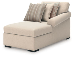 This right-arm facing corner chaise is made with Next-Gen Nuvellaâ„¢ (polyester) fade-resistant, washable fabric. Fully finished on all sides, it pairs with other items in the series to make a modular sectional.<br><br><b>Additional Dimensions</b><br><ul>